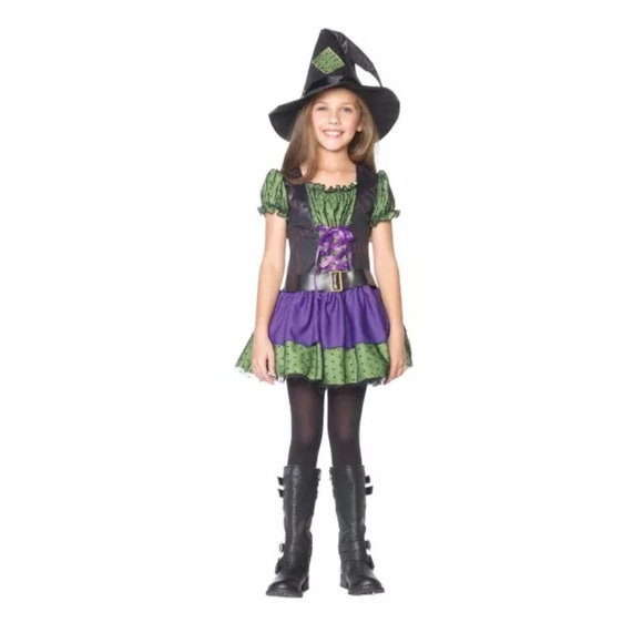 Kids Witch Costume - Green and Purple - Picture 1 of 1